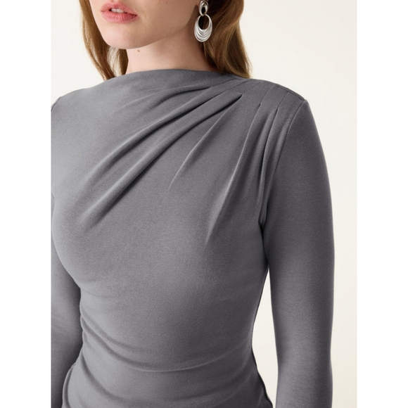 OGL Charcoal Long Sleeve Top with Built-in Bra - Picture 3 of 10